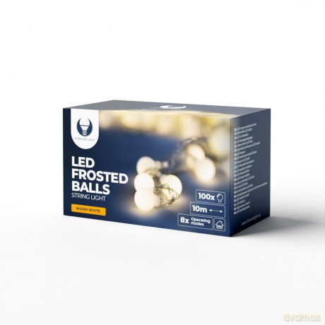 Łańcuch świetlny LED MLECZNE KULKI FB101 10m 100 kulek biały ciepły 230V Forever Light