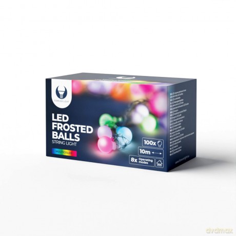 Łańcuch świetlny LED MLECZNE KULKI FB103 10m 100 kulek kolorowy 230V Forever Light