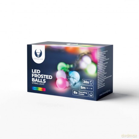 Łańcuch świetlny LED MLECZNE KULKI FB53 5m 30 kulek kolorowy 230V Forever Light