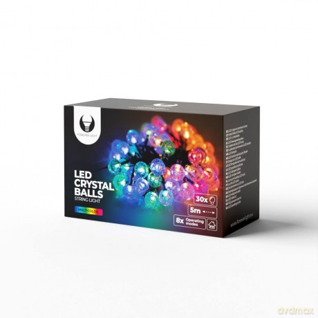 Łańcuch świetlny LED PRZEZROCZYSTE KULKI CB102 5m 30 kulek kolorowy 230V Forever Light