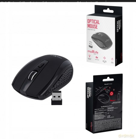 Maxlife Home Office mysz optyczna bezprzewodowa MXHM-02 800/1200/1600 DPI czarna