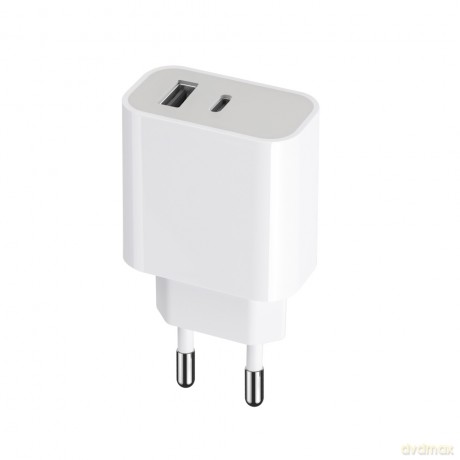 Maxlife ładowarka sieciowa PD QC MXTC-05 1x USB-C 1x USB 20W biała