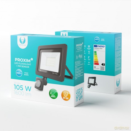 Naświetlacz LED PROXIM II 20W |6000K| PIR IP66 Forever Light