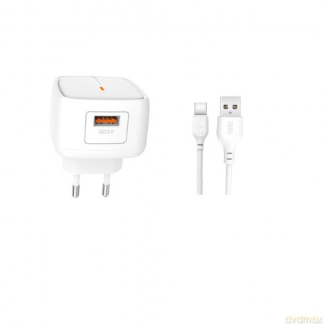 XO ładowarka sieciowa L59 QC 3.0 18W 1x USB biała + kabel USB-C