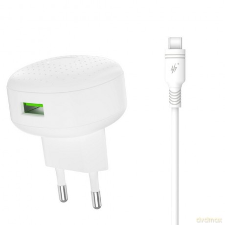 XO ładowarka sieciowa L86 QC 3.0 18W 1x USB biała + kabel USB-C