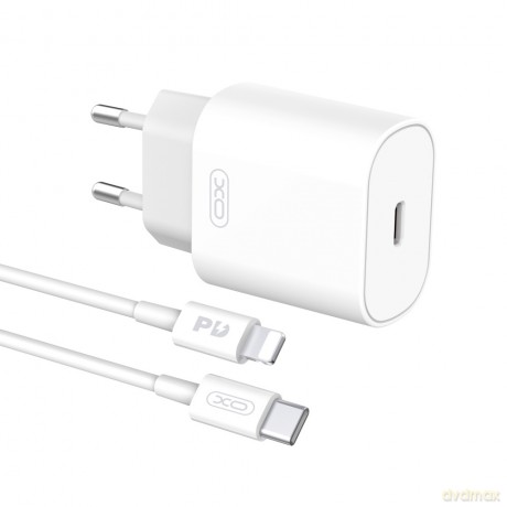 XO ładowarka sieciowa L91 PD 25W 1x USB-C biała + kabel USB-C - Lightning