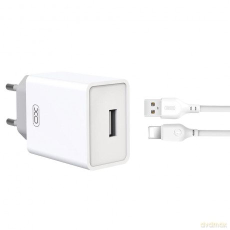 XO ładowarka sieciowa L93 1x USB 2,4A biała + kabel Lightning