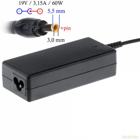 Zasilacz do laptopa Samsung Akyga AK-ND-13 19V/3.16A 60W 5.5x3.0 mm + pin
