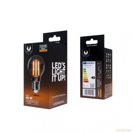Żarówka LED Filament E27 A60 4W 230V 2700K 470lm COG przezroczysta Forever Light