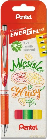 Zestaw piór EnerGel BL77 mięsiste cytrusy w etui 4 kolory