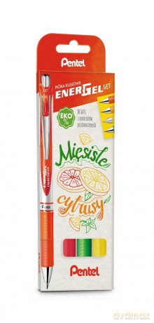 Zestaw piór EnerGel BL77 mięsiste cytrusy w etui 4 kolory