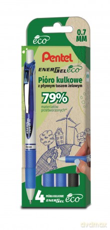 Zestaw piór kulkowych Pentel EnerGel BL77E-ECO 4 szt.