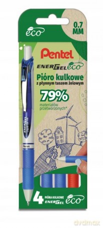 Zestaw piór kulkowych Pentel EnerGel BL77E-ECO 4 szt.