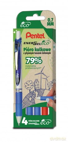 Zestaw piór kulkowych Pentel EnerGel BL77E-ECO 4 szt.