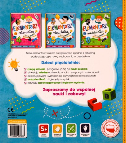 Elementarz pięciolatka. Nauka. Zabawa. Naklejki - Anna Podgórska [KSIĄŻKA]