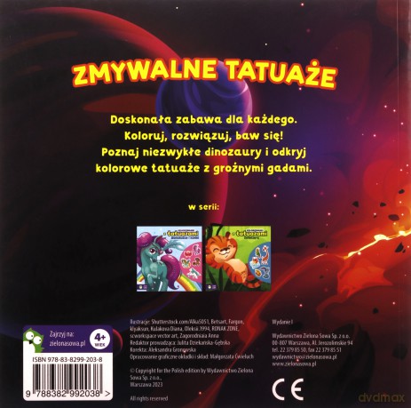 Kolorowanki z tatuażami. Dinozaury [KSIĄŻKA]