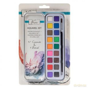 Aquarel zestaw 18 kolorów + 1 pędzelek w puszce
