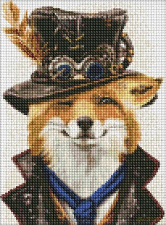Diamentowa mozaika - Steampunkowy lis 30x40 cm