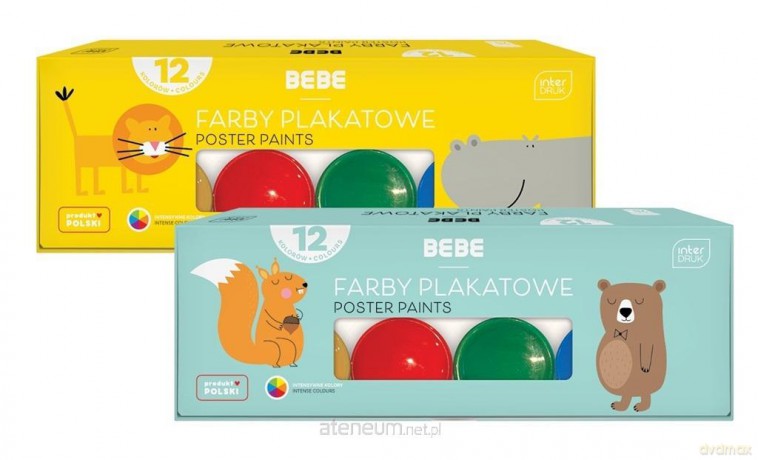 Farby plakatowe 12 kolorów 20 ml BB Kids