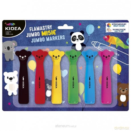 Flamastry Jumbo Misie 6 kolorów