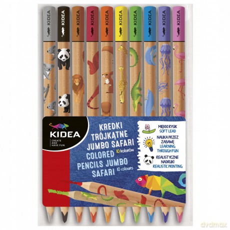 Kredki trójkątne Jumbo Safari 10 kolorów