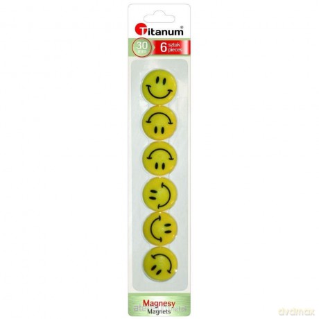 Magnesy do tablic emotikony 30mm żółte