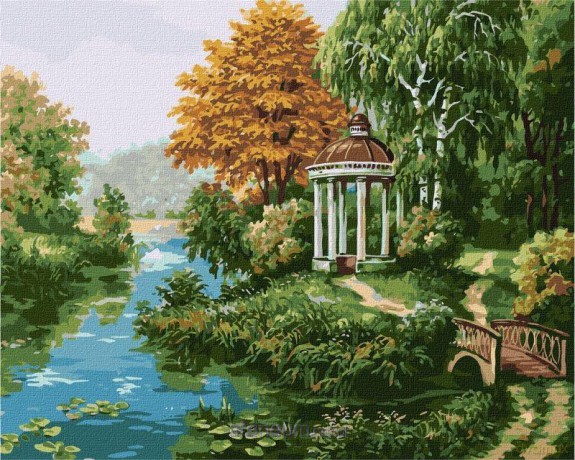 Malowanie po numerach - Altanka nad rzeką 40x50 cm