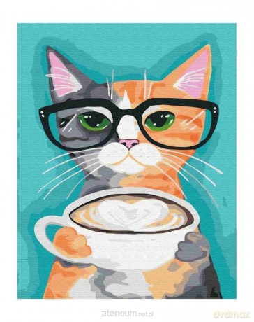 Malowanie po numerach - Kot i kawa 40x50 cm