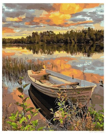 Malowanie po numerach - Łódź przy brzegu 40x50 cm