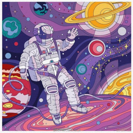 Malowanie po numerach - Podróż w kosmos 40x40 cm