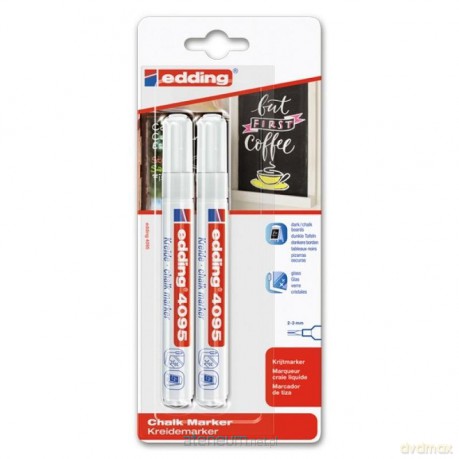 Marker kredowy 2-3mm biały 2 szt