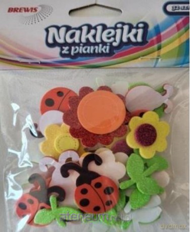 Naklejki z pianki - kwiatki i biedronki 32 szt