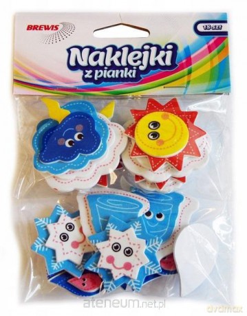 Naklejki z pianki z brokatem pogoda 18 szt