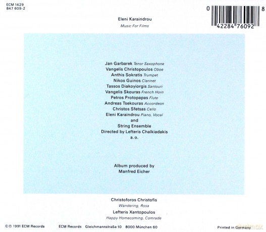 Eleni Karaindrou: Music For Film [CD]