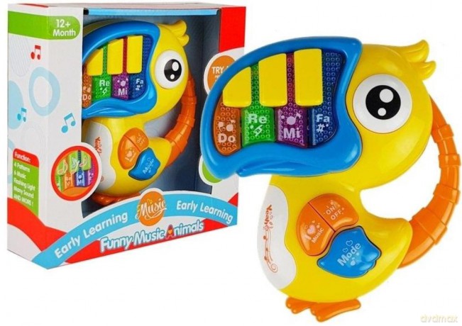 Pianinko Do Re Mi papuga żółte