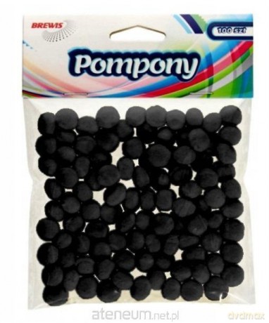 Pompony czarne 10mm 100 szt