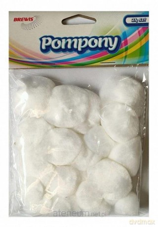 Pompony puszyste białe 24 szt