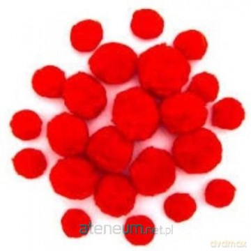 Pompony puszyste czerwone 24 szt