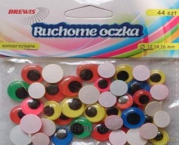 Ruchome oczka kolorowe 44 szt