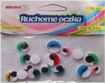 Ruchome oczka z kolorowymi rzęsami 16 szt