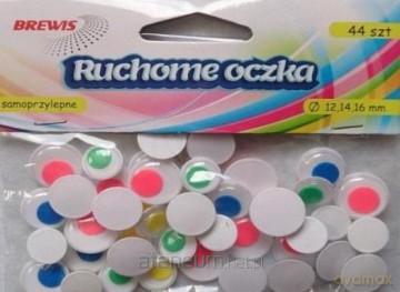 Ruchome oczka z kolorowymi źrenicami 44 szt
