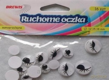 Ruchome oczka z rzęsami 16 szt