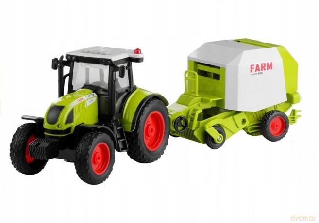 Traktor z prasą rolującą do belowania dźwięk