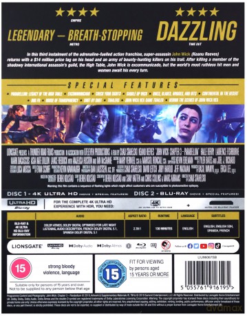 John Wick Chapter 3 - Parabellum (steelbook) [Blu-Ray 4K]+[Blu-Ray]