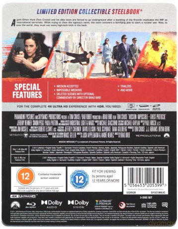Mission Impossible 4 - Ghost Protocol (steelbook) (Mission: Impossible - Ghost Protocol) [Blu-Ray 4K]+[Blu-Ray]