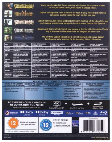 Pirates Of The Caribbean - 1 to 5 Movie Collection (steelbook) [Blu-Ray 4K]+[Blu-Ray]