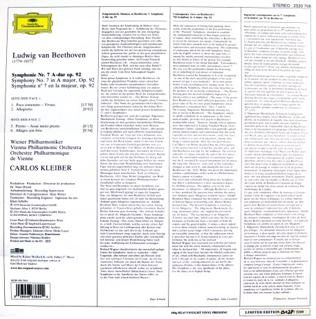 Kleiber; Wiener Philharmoniker: Beethoven: Symphony No.7 In A Major Op.92 [Winyl]