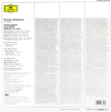 Emil Gilels: Schubert: Piano Quintet In A Major - The Trout [Winyl]