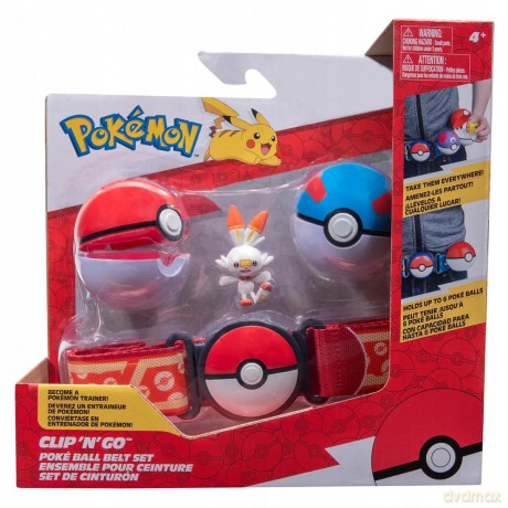 Pokemon Clip 'N' Go Poke Ball Belt Pas Set - Poké Ball, Great Ball and Scorbunny Seria 12 [FIGURKA]