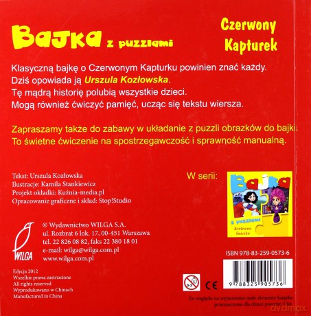 Czerwony Kapturek Bajka Z Puzzlami Tw - Urszula Kozłowska  [KSIĄŻKA]